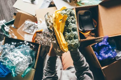 Woman sorting different waste. Recycling and ecology concept.
